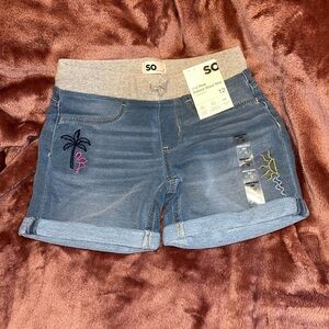SO Girl's Embroidered Blue Jean Shorts